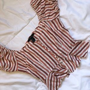 Cute crop peplum button up shirt